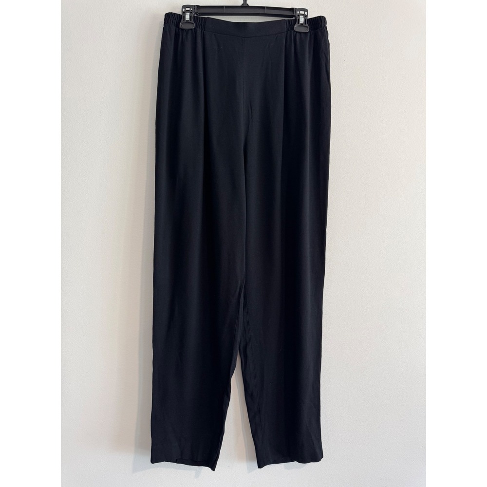 Dana Kay Vintage Pleated Trousers Women 16W Black Elastic Waist pants flowy